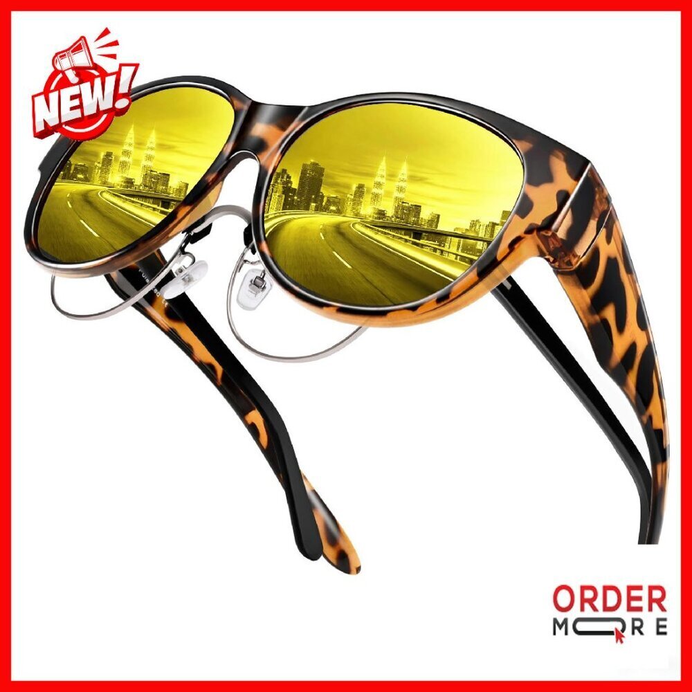 Night Vision Driving Glasses Fit Over Eyeglasses Anti Glare Polarized Yellow